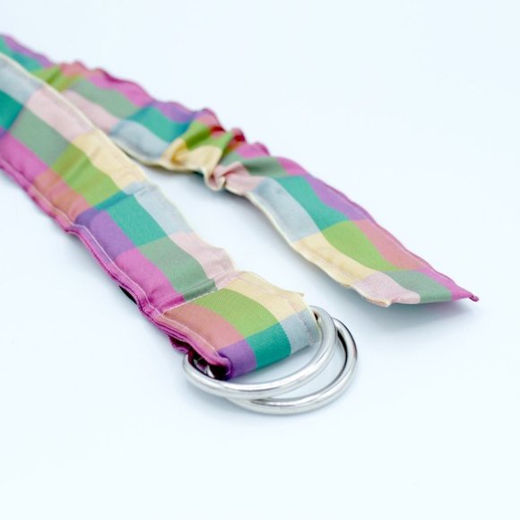 🧚♀️ 3/$40 Cute multicolor D-Ring Plaid Ribbon Belt by MARTINIS & MORE Size L - Picture 3 of 5